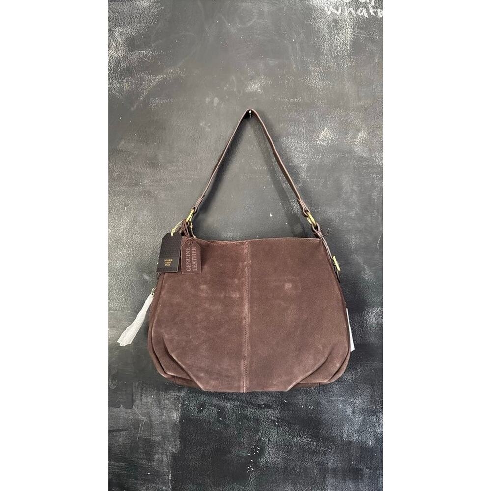 Vintage Style Brown Suede Leather Shoulder Bag